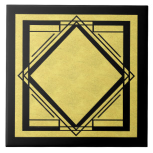 Art Deco Gold and Black design 2 Tile