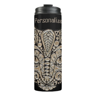 Art deco gold and black Egyptian style cat Thermal Tumbler
