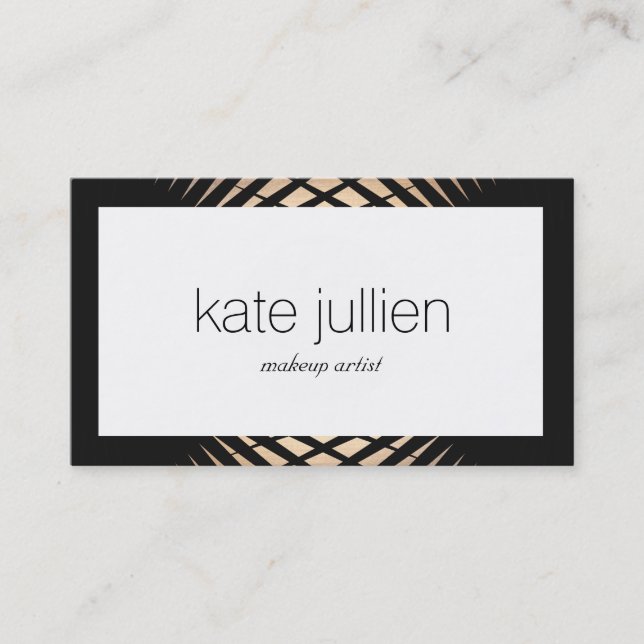 Art Deco Gold and Black Geometric Border" Business Card (Front)