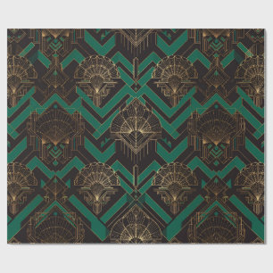 Art Deco Gold and Emerald Wrapping Paper