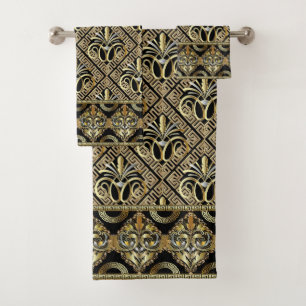 Art Deco Gold Bath Towel Set