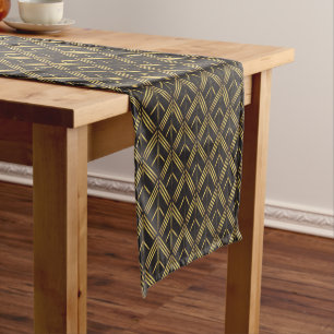 Art Deco Gold Black Arrow Pattern Medium Table Runner