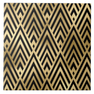 art deco gold black decor ceramic tile