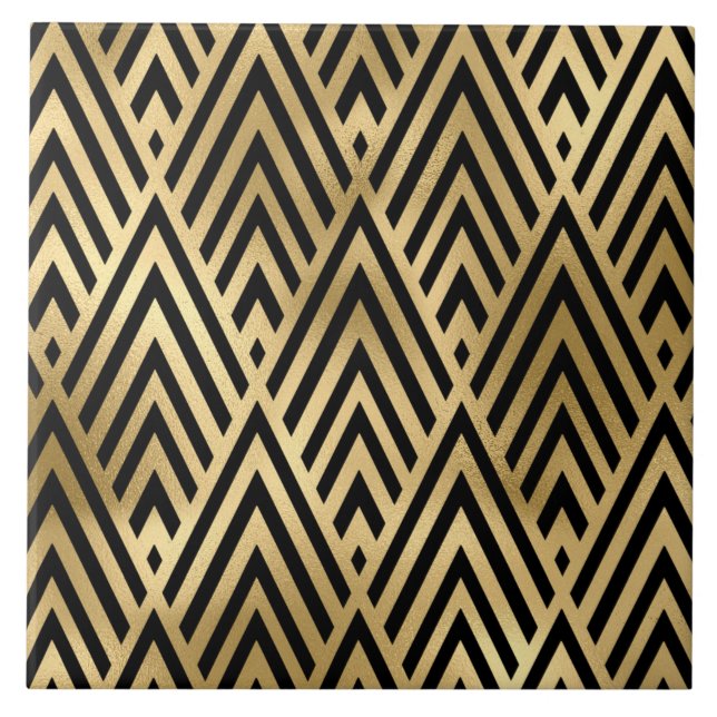 art deco gold black decor ceramic tile (Front)