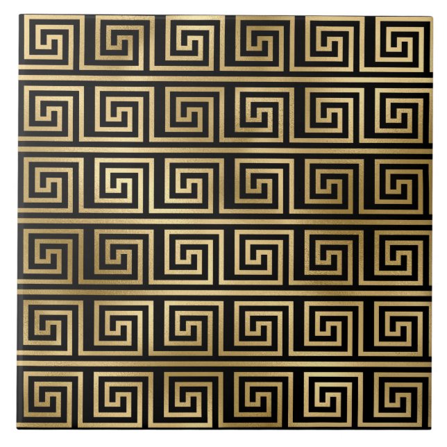 art deco gold black decor ceramic tile (Front)