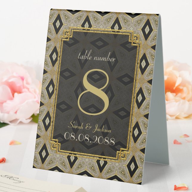 Art Deco Gold Black Diamond Wedding Table Number (In SItu (Wedding))