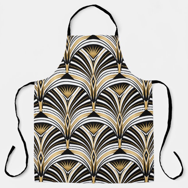 Art Deco Gold Black Elegance: Roaring Twenties Apron (Front)