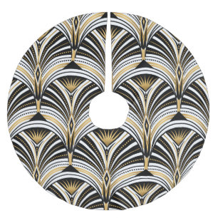 Art Deco Gold Black Elegance: Roaring Twenties Brushed Polyester Tree Skirt