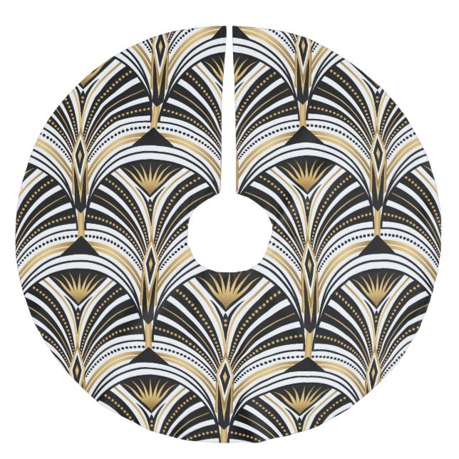 Art Deco Gold Black Elegance: Roaring Twenties Brushed Polyester Tree Skirt (Front)