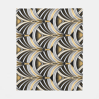 Art Deco Gold Black Elegance: Roaring Twenties Fleece Blanket
