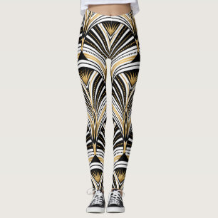 Art Deco Gold Black Elegance: Roaring Twenties Leggings