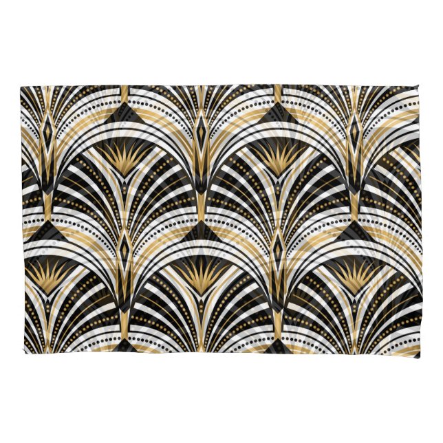Art Deco Gold Black Elegance: Roaring Twenties Pillowcase (Front)