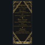 Art Deco Gold & Black Glamour Wedding Menu Card<br><div class="desc">Art Deco Gold & Black Glamour Wedding Menu Card. Matching items in this design are available.</div>