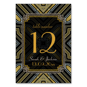 Art Deco Gold Black Guest Names Table Number