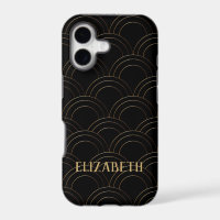 Art Deco Gold Black Name Personalised