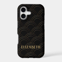 Art Deco Gold Black Name Personalised