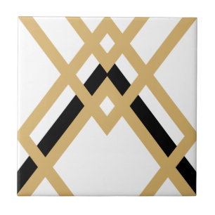 Art Deco Gold Black Seamless Geometric White Tile