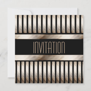 Art Deco Gold Black Sepia Invitation