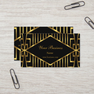 Art Deco Gold Black Stripe Elegant Classy 2 Business Card