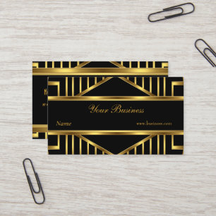 Art Deco Gold Black Stripe Elegant Classy Business Card