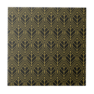Art Deco gold black tiled pattern Tile