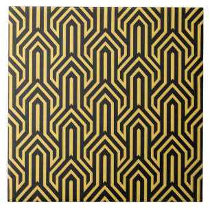Art Deco gold black tiled pattern  Tile