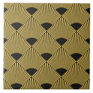 Art Deco gold black tiled pattern  Tile