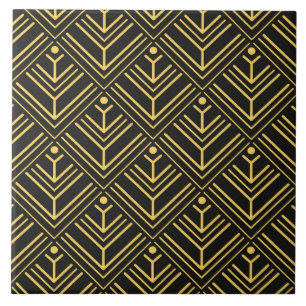 Art Deco gold black tiled pattern  Tile