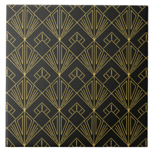 Art Deco gold black tiled pattern  Tile