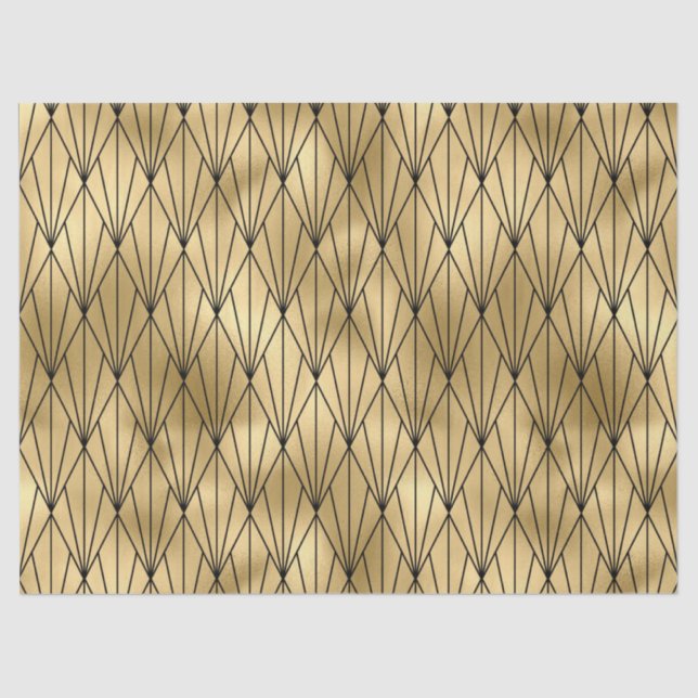 Art deco gold black tiled pattern tissue paper (Front)