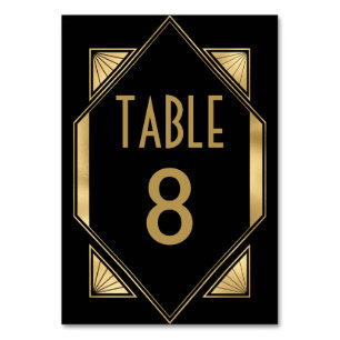 Art Deco Gold Black Wedding Table Number