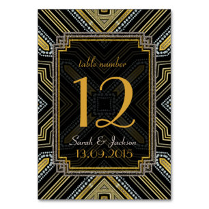 Art Deco Gold Black Wedding Table Number Card