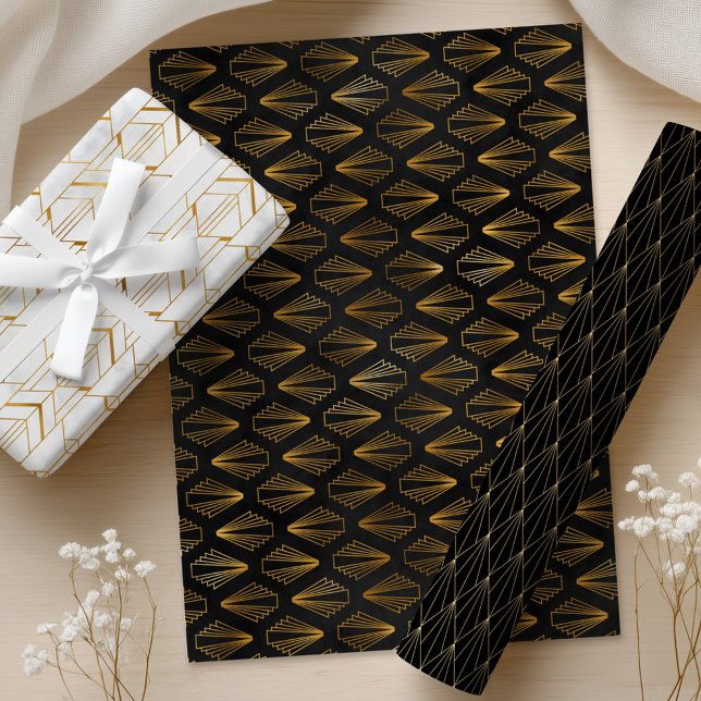 Art Deco Gold & Black Wrapping Paper Sheets (Creator Uploaded)
