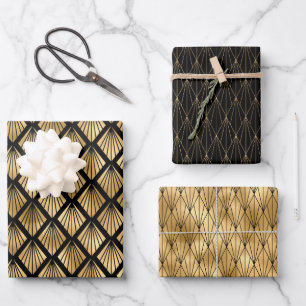 Art Deco Gold & Black Wrapping Paper Sheets