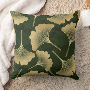 Art Deco Gold Botanical Pattern Cushion