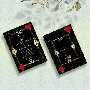 Art Deco Gold Casino Royale Poker Woman Birthday  Invitation