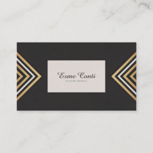 Art Deco Gold Chevron Modern Black Geometric Business Card