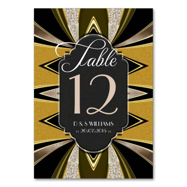 Art Deco Gold Coffee Chalkboard Table Number Cards (Front)