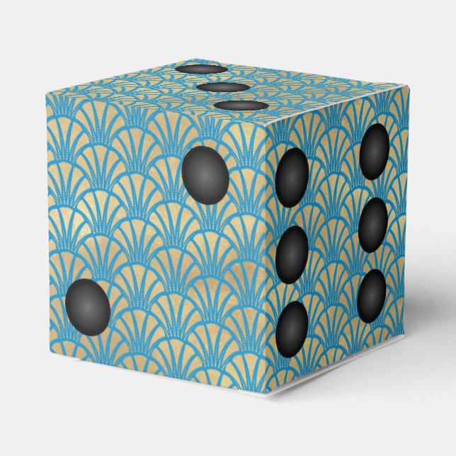 Art Deco Gold Fan Dice or Die Casino Party Favour Box (Back Side)