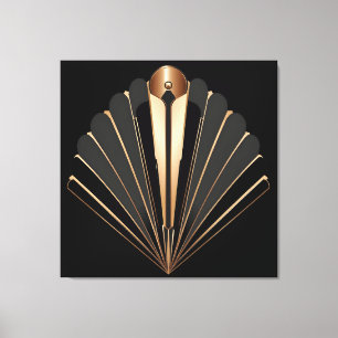 Art Deco Gold Fan Geometric Elegance Canvas Print