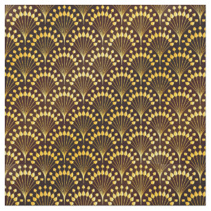 Art Deco Gold Fan Pattern Fabric