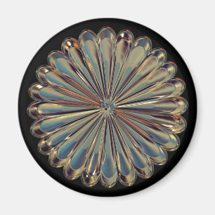 Art deco gold fan shell flower metallic look magnet