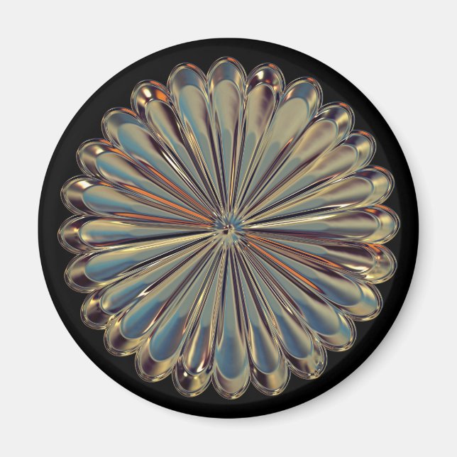 Art deco gold fan shell flower metallic look magnet (Front)