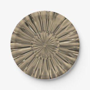 Art deco gold fan shell flower metallic look paper plate