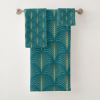 Art Deco Gold Fans on Turquoise