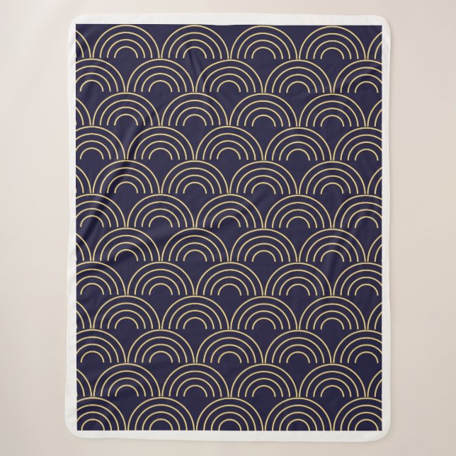 Art Deco Gold Fans Seamless Pattern Sherpa Blanket (Front)