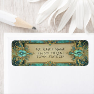 Art Deco Gold Filigree Turquoise Glamourous