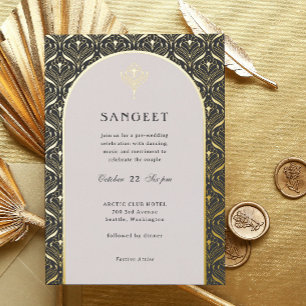 Art Deco Gold Floral Indian Wedding Sangeet
