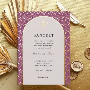 Art Deco Gold Floral Indian Wedding Sangeet