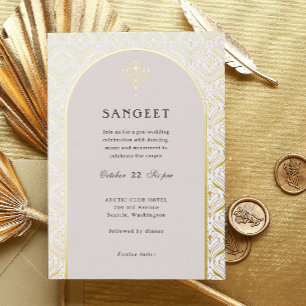 Art Deco Gold Floral Indian Wedding Sangeet